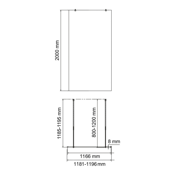Душевая перегородка WasserKRAFT Vechte 60W40GR-FL рифленое стекло, 120 см фото