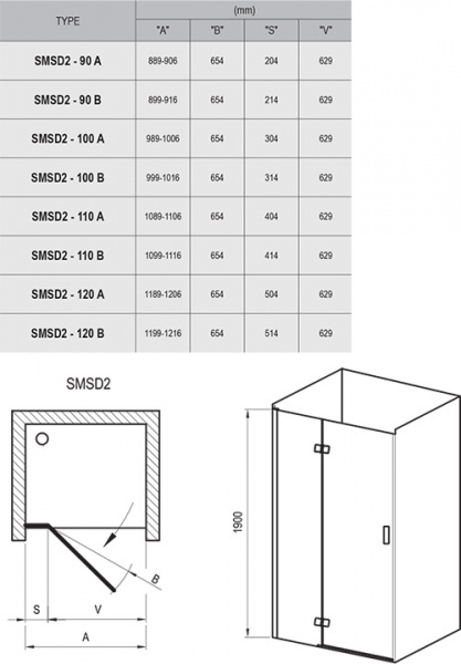 Душевая дверь Ravak Smartline SMSD2-100 А-R 0SPAAA00Z1 хром/transparent фото