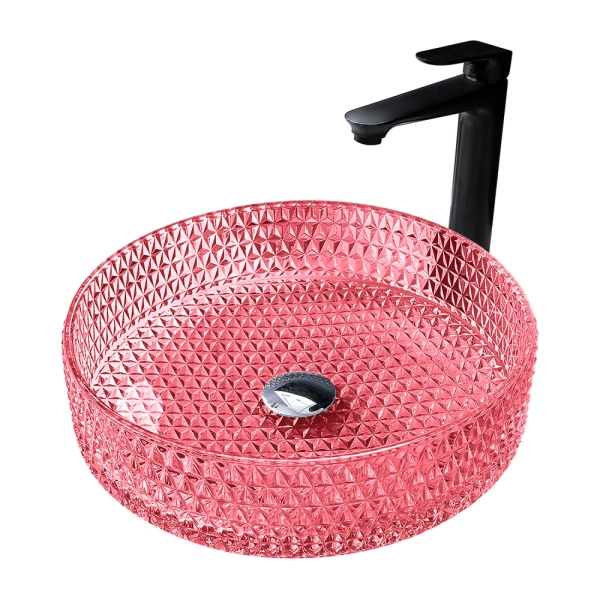 Накладная раковина стеклянная Abber Glas AK2301R 39x39 рубиновая фото