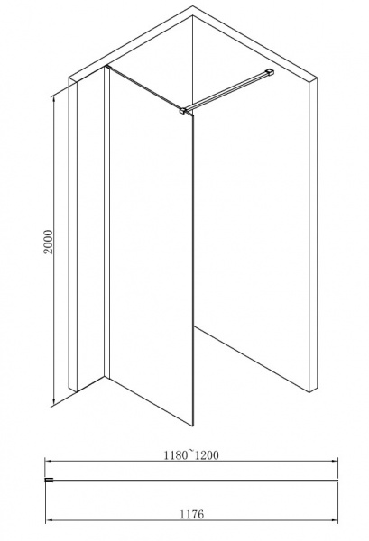 Душевая перегородка Abber Immer Offen AG61120B 120 см фото