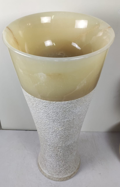 Раковина напольная из оникса Pedestal Cream/Yellow ON-0404 фото