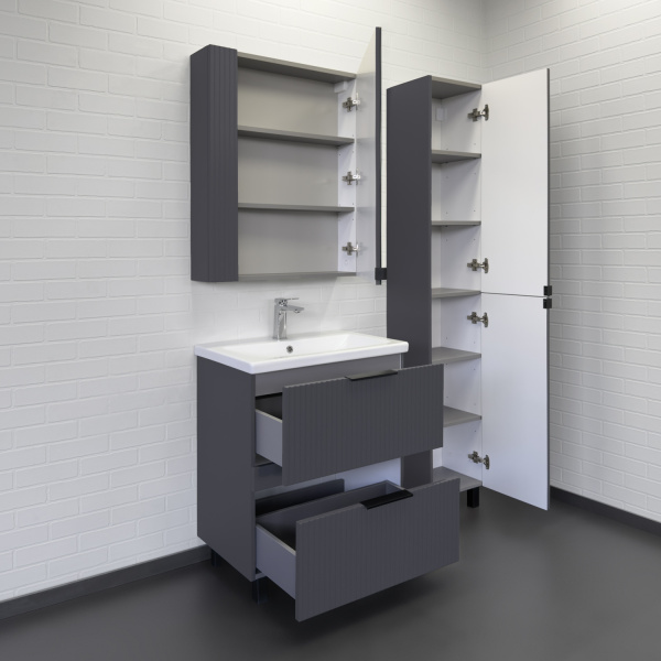 Тумба с раковиной Comforty Лима 70Н2 00-00019179 антрацит фото