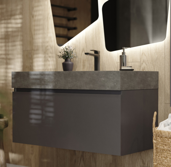 Тумба с раковиной Raval Facet Fac.01.100/P/A/RL 100 см антрацит фото