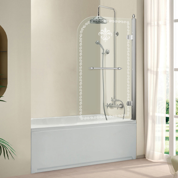 Шторка для ванны распашная Cezares Retro RETRO-V-1-80/145-CP-Cr-R хром R прозрачное стекло фото