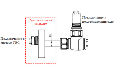 Комплект для монтажа водяного полотенцесушителя Irsap Tole KITCOPTUEC6450cr фото