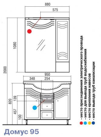 Тумба под раковину Акватон Домус 95 1A061301DO010 фото