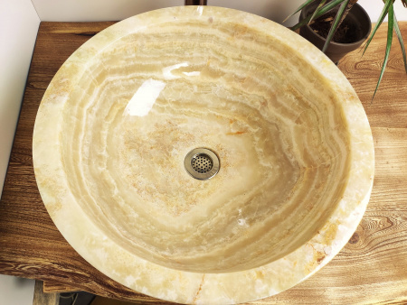 Накладная раковина из оникса Indo Bowl Yellow Small TinLip BO-00266 фото