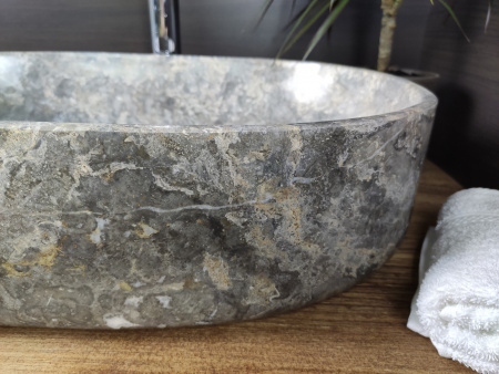 Раковина из мрамора Indo Oval Grey Big OM-00099 фото