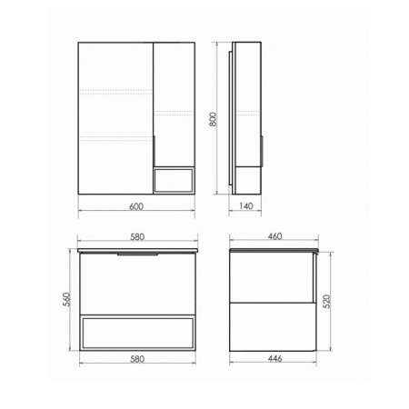 Зеркало-шкаф Comforty Франкфурт-60 дуб шоколадно-коричневый фото