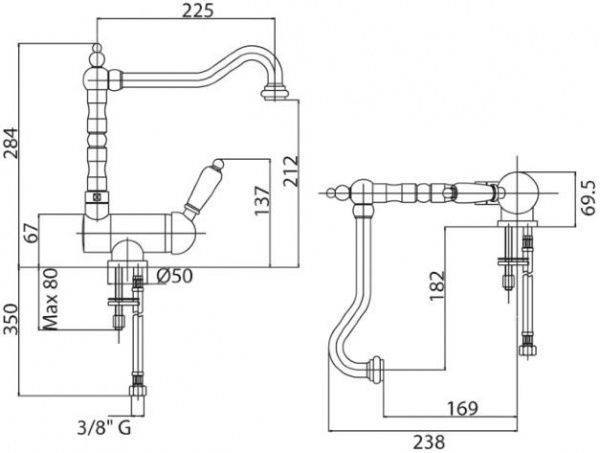 Смеситель для кухни Cezares Vintage VINTAGE-LLPM2-03-Sw-N золото/swarovski фото