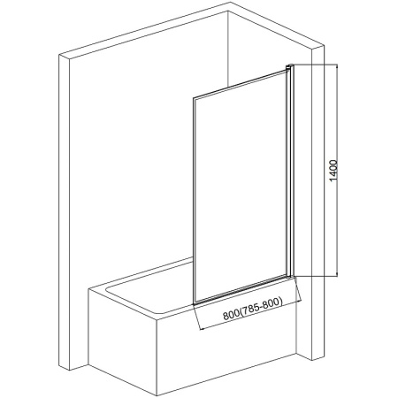 Шторка на ванну стеклянная AQUAme 80 AQM2859-R черная фото