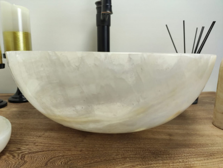 Накладная раковина из оникса Indo Bowl Yellow Small TinLip BO-00310 фото