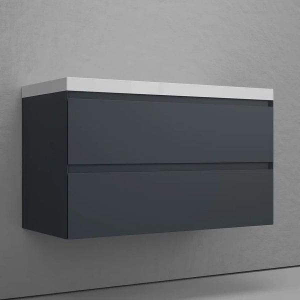 Тумба подвесная под раковину Style Line Манхэттен 100 ЛС-00002357 графит фото