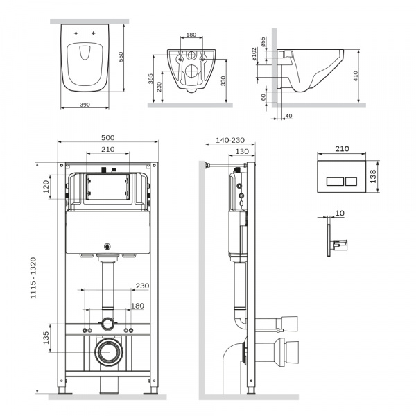 Комплект: инсталляция с унитазом и клавишей AM.PM Inspire 2.0 IS47051.50A1700 фото