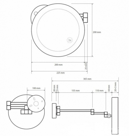 Зеркало косметическое для ванной Bemeta Dark 116101770 фото