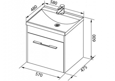 Тумба с раковиной Aquanet Августа 58 00225438 фото