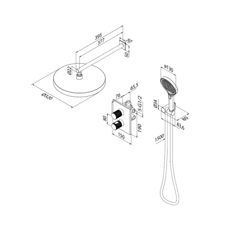Душевая система скрытого монтажа с термостатом Iddis Duna DUNMG0Ti67 матовое золото фото