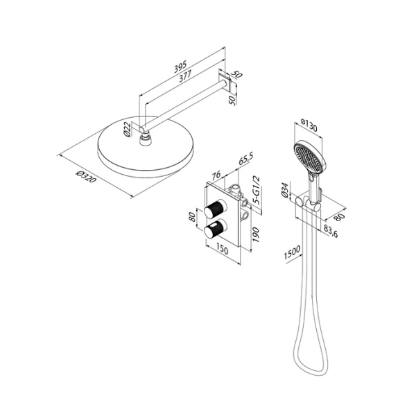 Душевая система скрытого монтажа с термостатом Iddis Duna DUNMG0Ti67 матовое золото фото