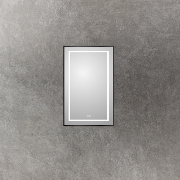 Зеркало с подсветкой, сенсорным выключателем и подогревом BelBagno SPC-KRAFT-500-800-LED-TCH-WARM-NERO 50x80 черное фото