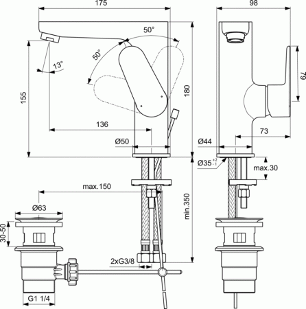 Смеситель для раковины Ideal Standard CERAFINE MODEL O BC497AA фото