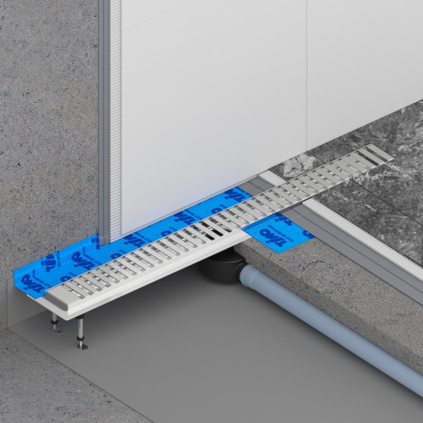 Душевой лоток Timo Drain System 90 DS230109/00 с перфорированной решеткой lines, хром фото