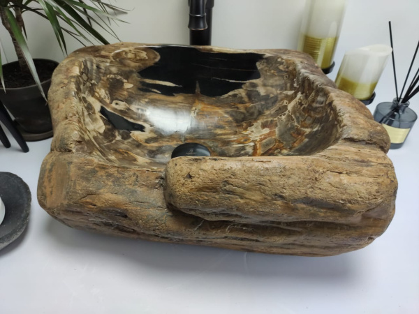 Накладная раковина из окаменелого дерева FS-0418 (48*40*19см) фото