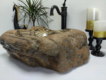 Накладная раковина из окаменелого дерева FS-0407 (54*40*17см) фото