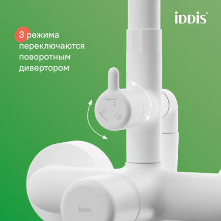 Душевая система Iddis Эйгер (Aiger) AIGWT3Fi06 белая матовая фото