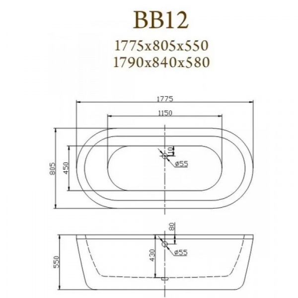 Акриловая ванна BelBagno BB12-1785 179х84 фото