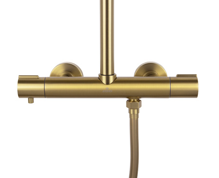 Душевая система с термостатом Kaiser Serio 05577-3 шлифованное золото фото