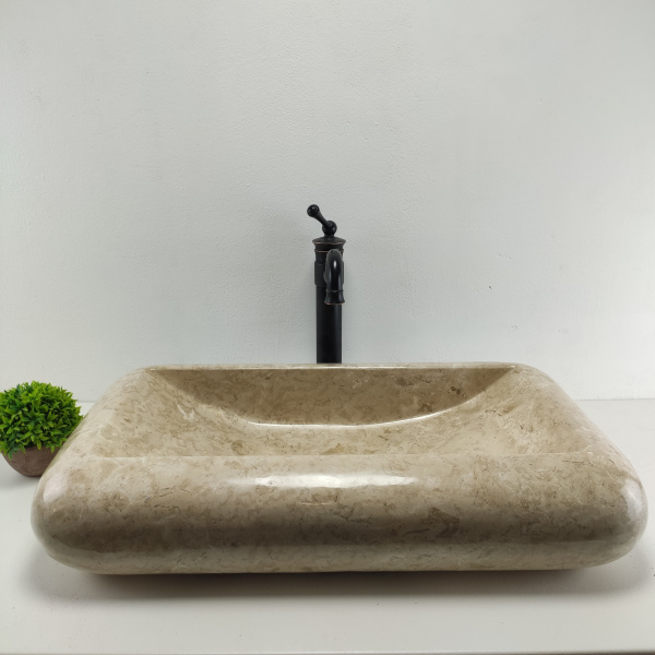 Накладная раковина из мрамора Kotak Luncur bibir Cream KL-00862 (70*40*15) фото