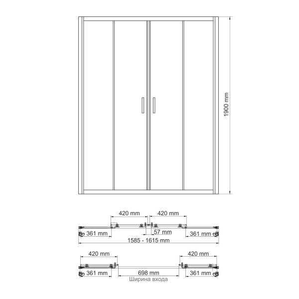 Душевая дверь WasserKRAFT Lippe 45S45 160 см серебристая фото