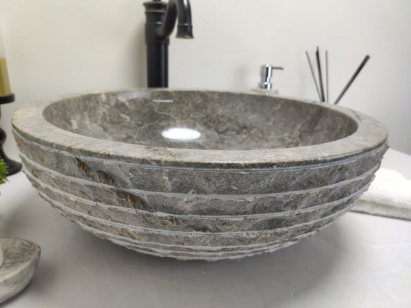 Раковина из мрамора Indo Bowl Marmo Grey Medium BM-00033 фото