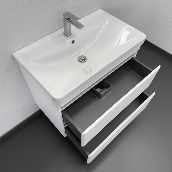 Тумба с раковиной Comforty Валдай 80П2 00-00019071 белая матовая фото