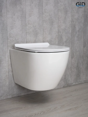 Подвесной унитаз безободковый Gid Tr2122b с сиденьем фото