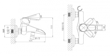 Смеситель для ванны с душем D&K Marx Rhein DA1393501 фото