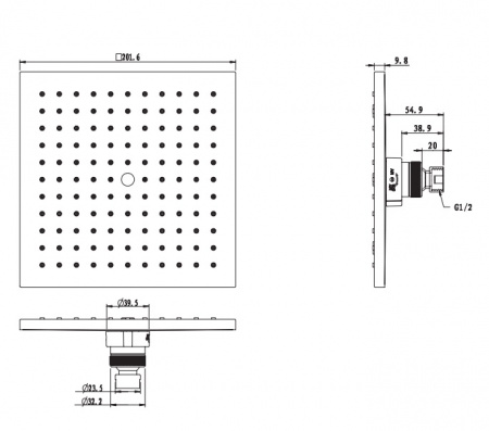 Верхний тропический душ Omnires WGX220CR хром фото