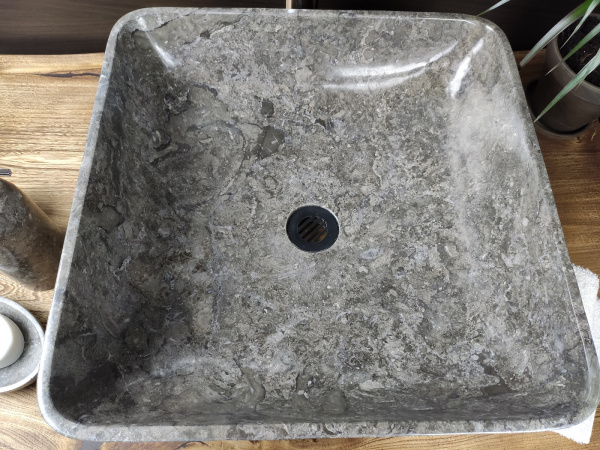 Раковина из мрамора Indo Square Grey Medium MS-00190 фото
