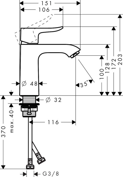 Смеситель для раковины Hansgrohe Metris 31084000 фото