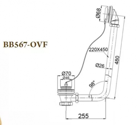 Слив-перелив для ванны BelBagno BB567-OVF-BRN бронза фото