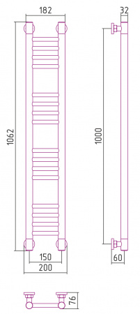 Полотенцесушитель водяной Сунержа Богема+ 100х15, Прямая с защитой 00-0220-1015 фото
