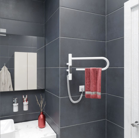 Полотенцесушитель электрический Vincea VTD-1P1WE 39х25 белый, таймер фото