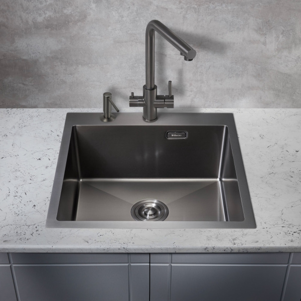 Мойка для кухни из нержавеющей стали Milacio Denia 51 MC.77489 51x51 вороненая сталь фото