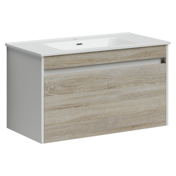 Тумба под раковину Sancos Smart SM90E дуб бардолино/белый фото