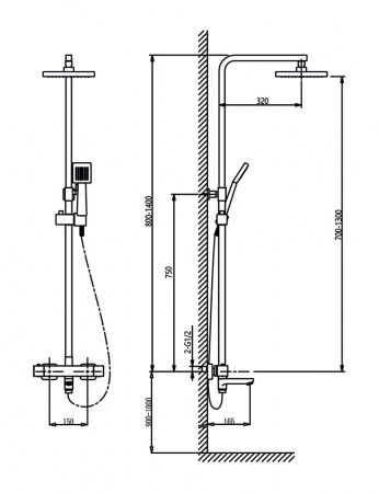 Душевая система (стойка) Timo Tetra-Thermo SX-0169/00 фото