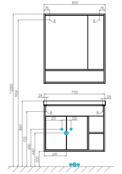 Тумба под раковину Акватон Флай 1A237401FAX10 80 см фото