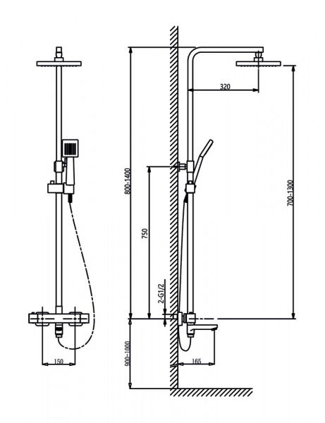 Душевая система (стойка) Timo Tetra-Thermo SX-0169/00 фото