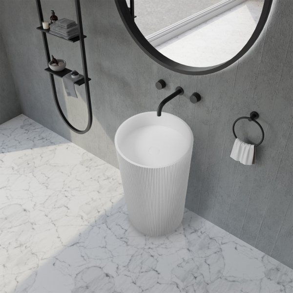 Напольная раковина Abber Stein AS2501-H 50x50 белая матовая фото