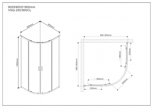 Душевой уголок Vincea Scala VSQ-2SC900CL 90x90 фото