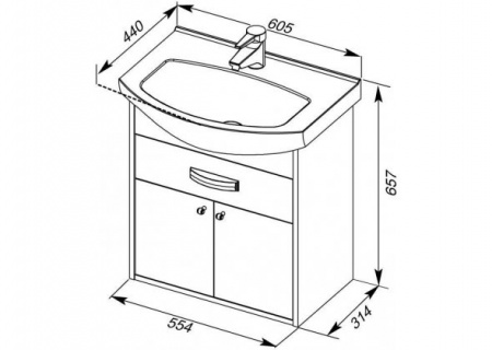 Тумба с раковиной Aquanet Грейс 60 00212649 фото